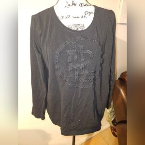 Ralph Lauren Womans Long Sleeve Black Top Size 1x